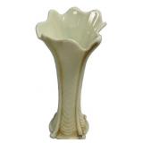 Ivory Ceramic Ruffled Trumpet Vase