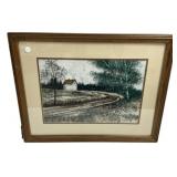 Framed Rural Farmhouse Landscape Print