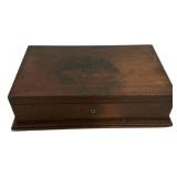 Antique Wood Box with Painted Lid