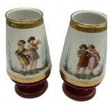 Pair Hand-Painted Porcelain Vases
