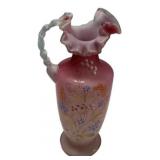Victorian Pink Satin Glass Ewer Pitcher