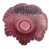 Cranberry Hobnail Ruffled Glass Bowl