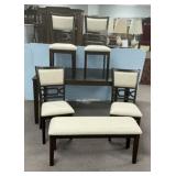 6-Pc Dining Set Table Chairs & Bench