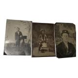 Lot of 3 Antique Tintype Photographs