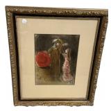 Signed Marc Chagall Color Lithograph Meeting of Ru