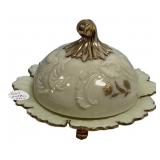 Victorian Milk Glass Covered Butter Dish