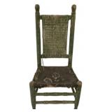 Antique Green Painted Woven Back Chair