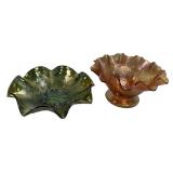 Pair of Carnival Glass Ruffled Bowls