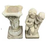 Neoclassical Cherub Concrete Figure and Pedestal