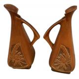 Pair of Roseville 717-10" Ewer Pitchers Floral Re