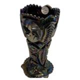 Black Amethyst Carnival Glass Vase