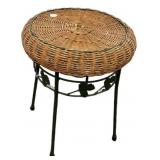 Wicker & Iron Side Table Leaf Motif