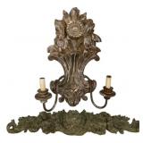Carved Wood Sconce & Ornamental Swag