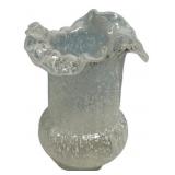 Spatter Glass Ruffled Rim Vase