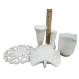 White Milk Glass Collection 5 Pieces