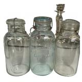 Antique Glass Jars & Candlestick Lot