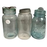 Lot of 3 Antique Glass Canning Jars