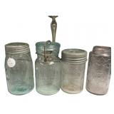 Lot of 4 Antique Glass Canning Jars
