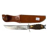 Stag Handle Hunting Knife w/ Sheath