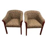 Pair Upholstered Barrel Back Chairs