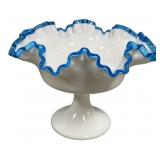 Fenton Aqua Crest Milk Glass Compote