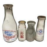 Vintage Dairy Milk Bottles Lot of 4