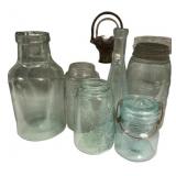 Antique Glass Bottle & Mason Jar Lot