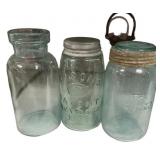 Antique Glass Canning Jars Lot of 3