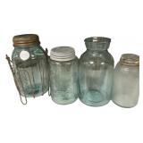 Antique Glass Canning Jars Lot of 4