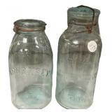 Antique Cohansey & Lightning Jars Pair