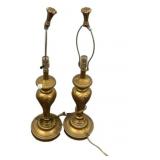 Pair of Gold Resin Vase Lamps