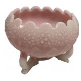 Pink Milk Glass Footed Hobnail Bowl