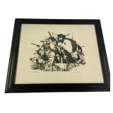 17"w., 14"h Signed Golden Civil War Print 156/20