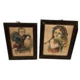 Pair Currier & Ives Children Prints