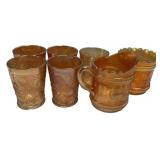 Marigold Carnival Glass Set 8 Pieces