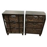 Pair Wood Storage Cabinets w/ Baskets