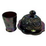 Carnival Glass Tumbler & Butter Dish