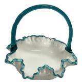 Fenton Aqua Crest Art Glass Basket