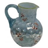 Victorian Blue Opalescent Glass Pitcher