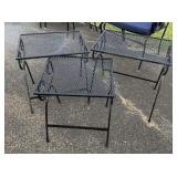Three Black Wrought Iron Patio Side Tables