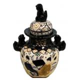 Mexican Talavera Lidded Ceramic Urn