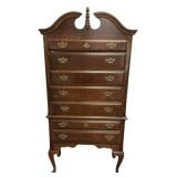 Cherry Pressed Wood Queen Anne High Boy Dresser