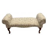 Upholstered Rolled Arm Bench Queen Anne