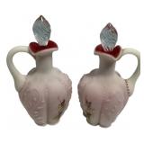 Pair Victorian Satin Glass Cruets