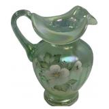 Fenton Green Iridescent Glass Pitcher
