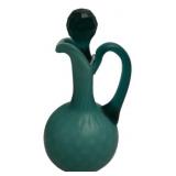 Green Satin Glass Cruet with Stopper
