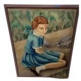 Woodward 1961 Painting of Girl 30"h., 22"w