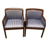 Pair Upholstered Wood Frame Armchairs