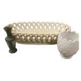 Ceramic Trio: Basket, Vase & Bud Vase