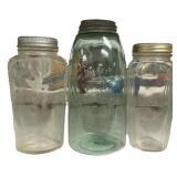 Vintage Glass Mason Jars Lot of 3